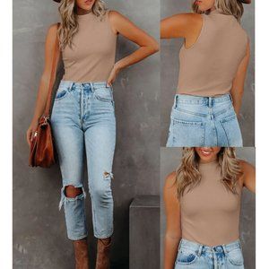 SHEIUGU Sleeveless Mock Turtle Neck Bodysuit sz XL NWT